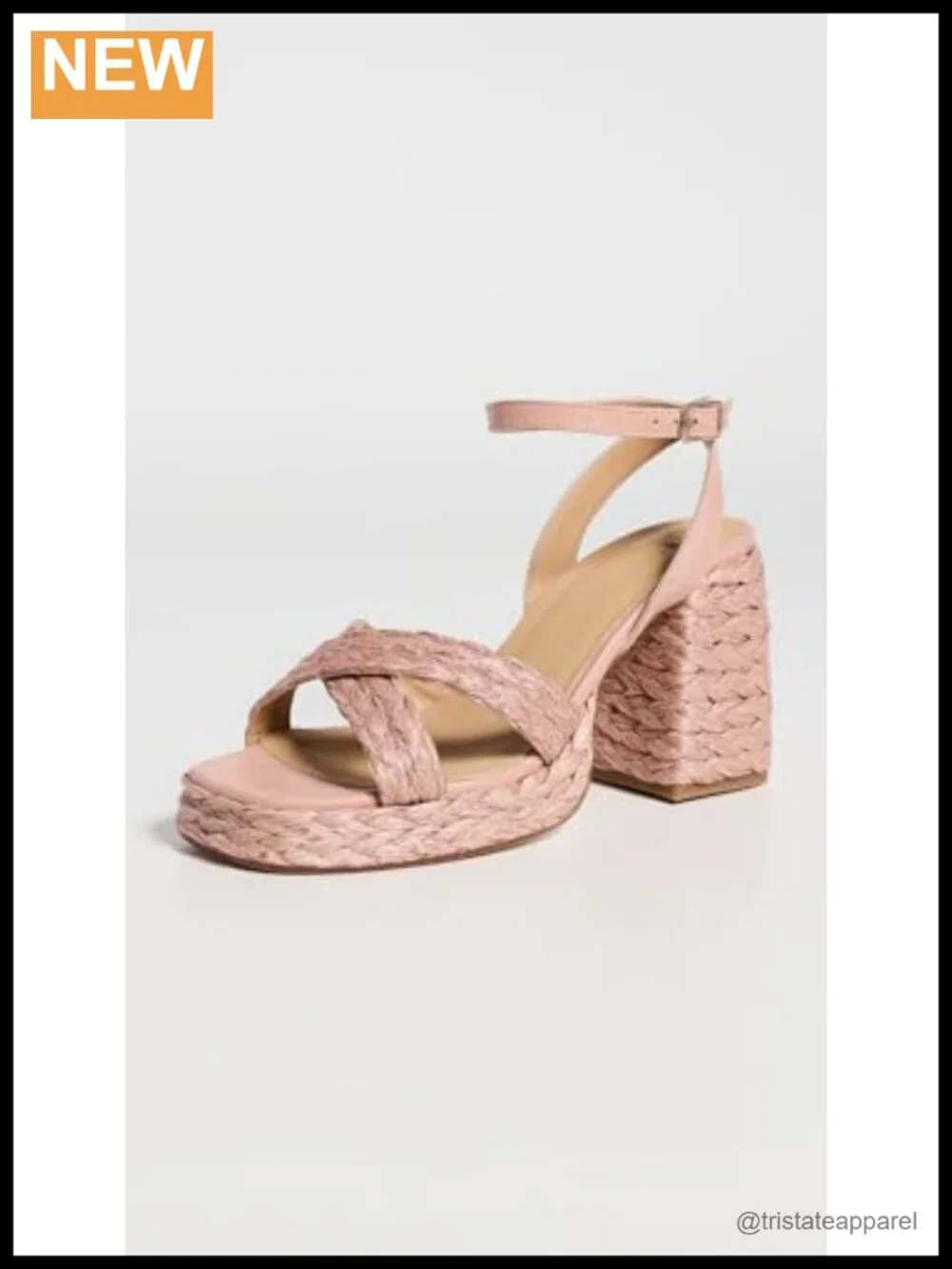 Platform Espadrilles Raffia Ankle Strap Block Heel Open Toe Sandals